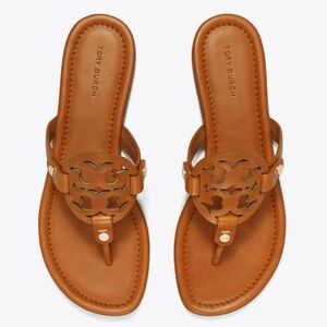 Tory Burch Miller Leather Thong Sandals in Luggage/Tan